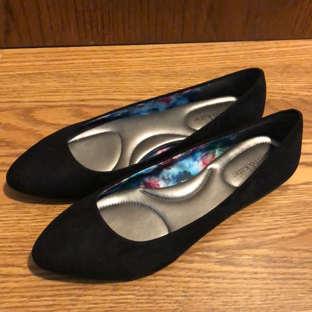 Black suede flats